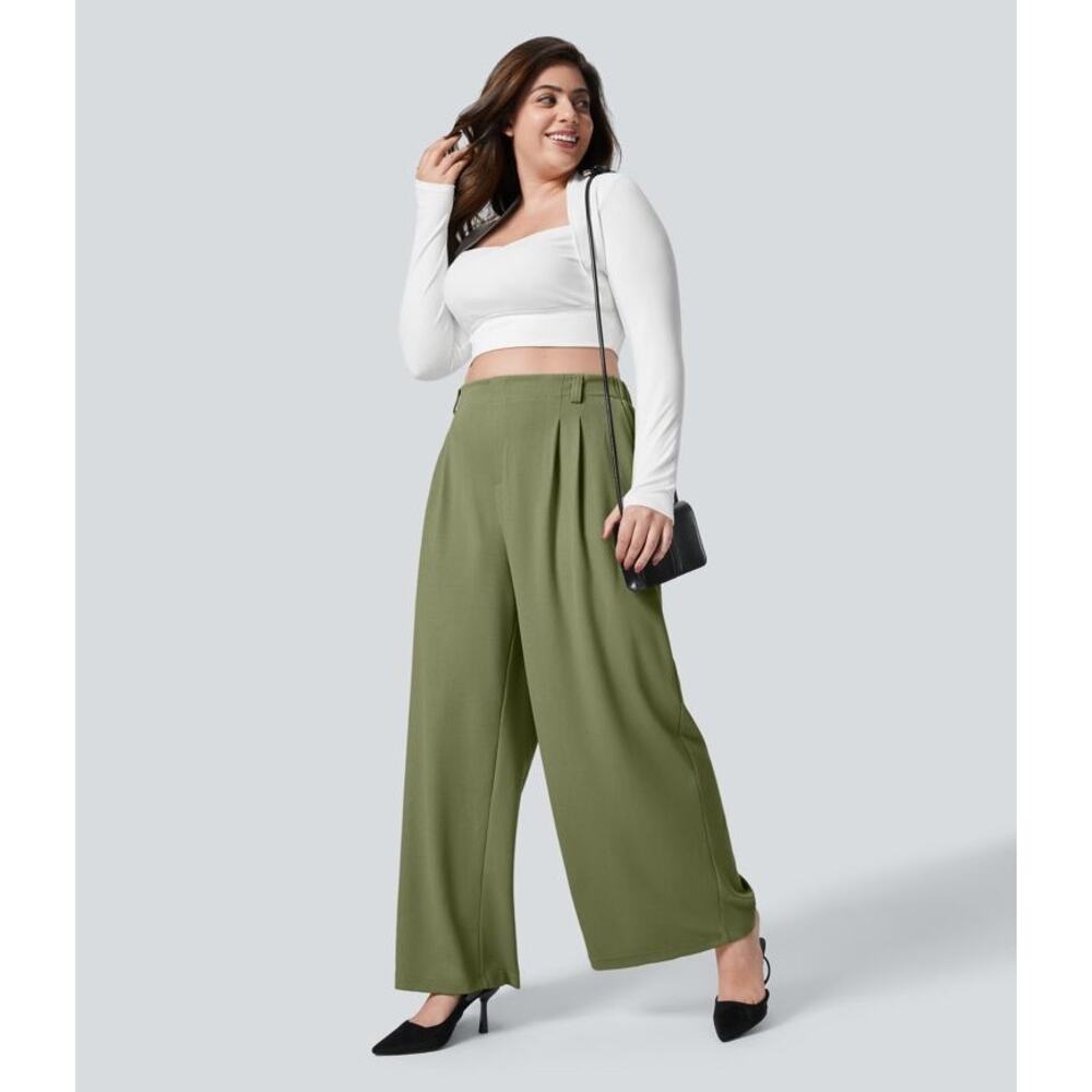 NWT Halara Women’s XL High Waisted Pocket Wide Leg Waffle Work Pants Comfy